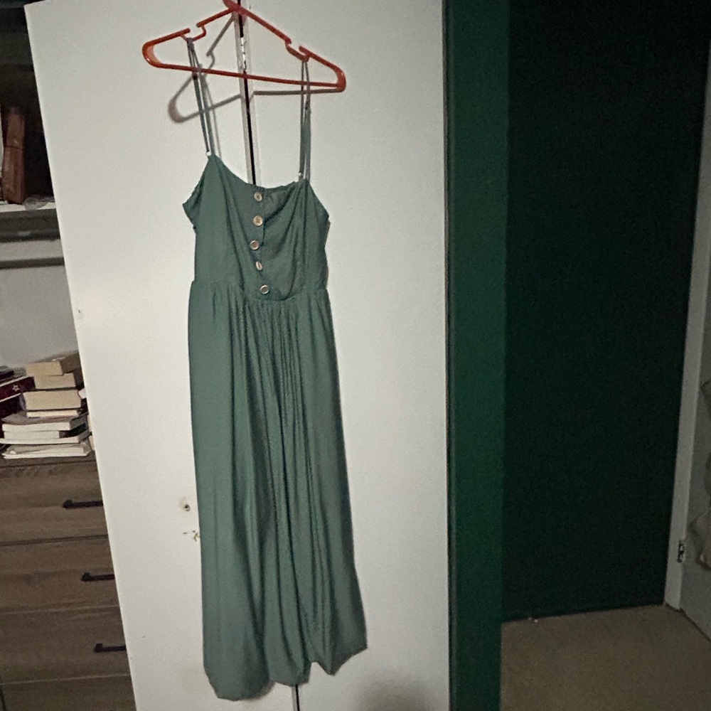 Pink Lily Green Ruched Midi Sundress